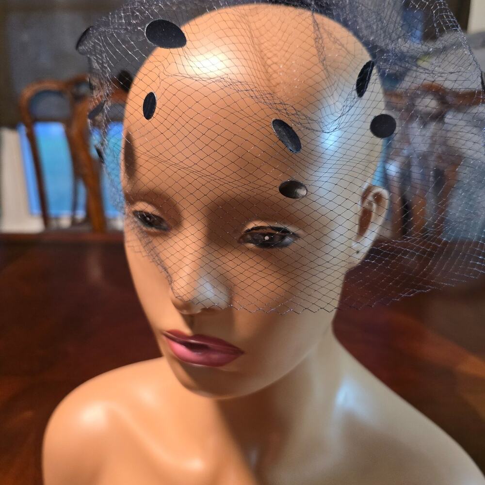 1950's black birdcage veil headpiece WITH ORIGINAL TAGS!